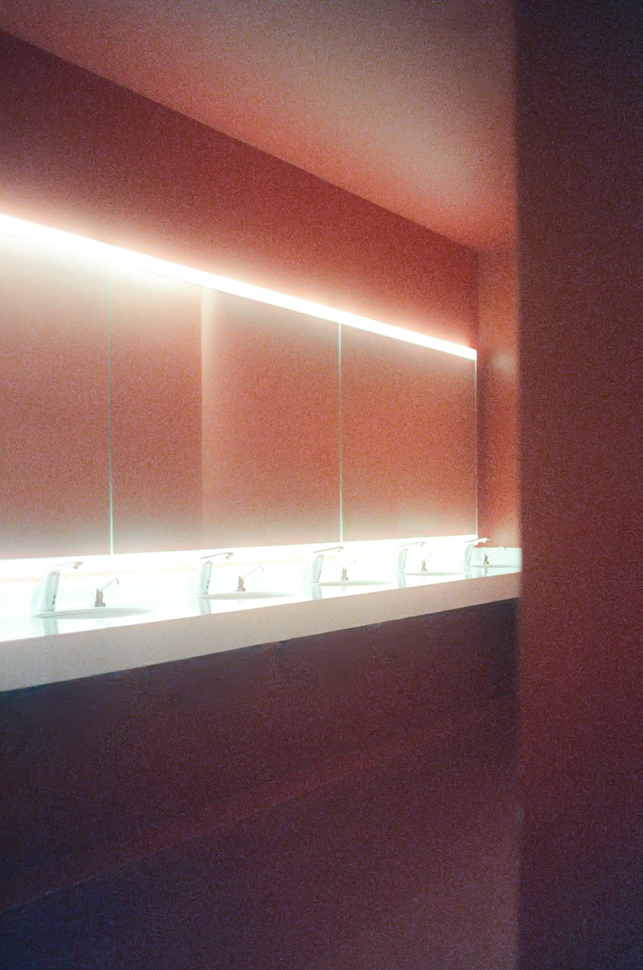 Bathroom mirrors, warm light